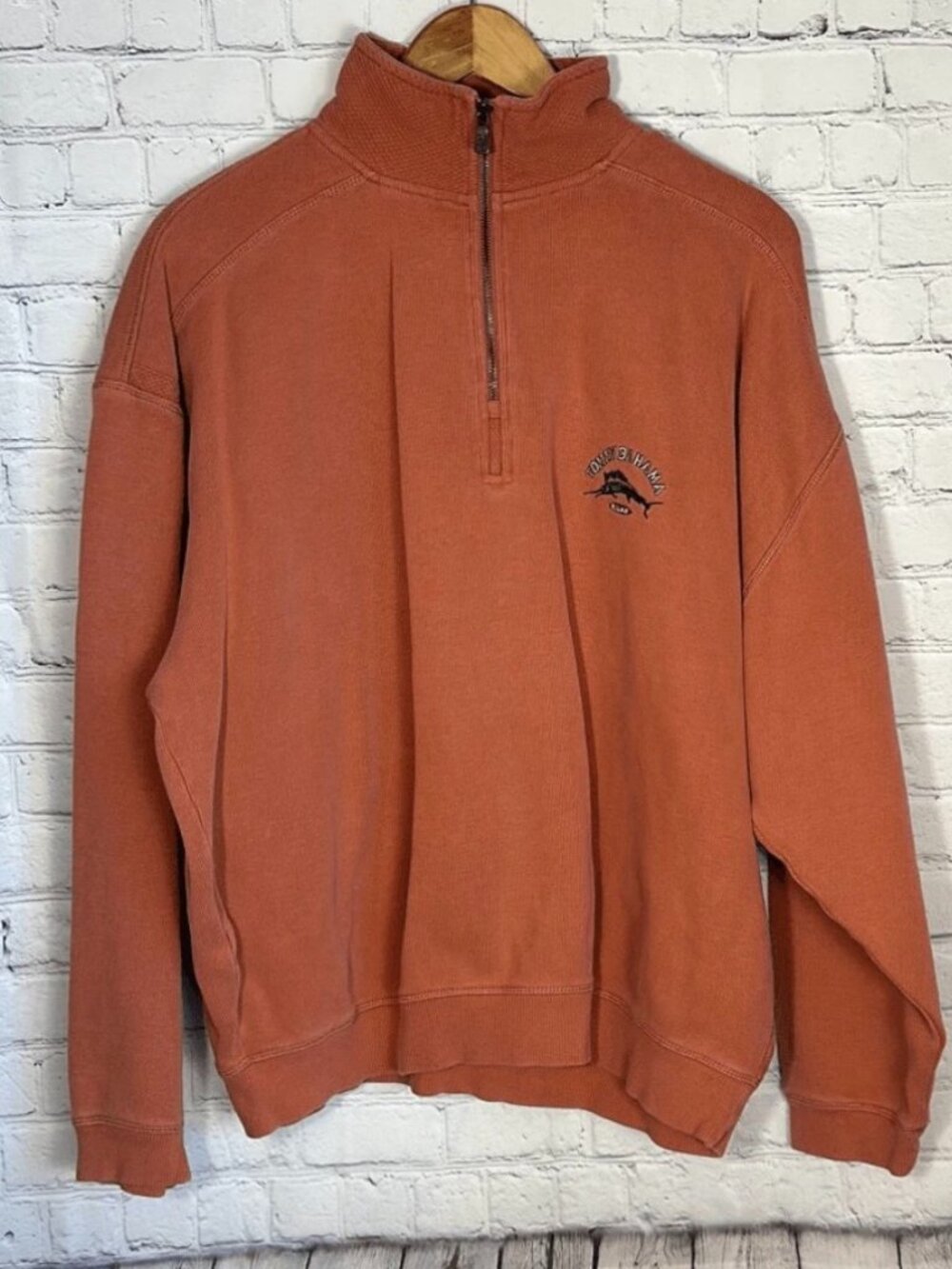 Tommy Bahama - Marlin 1/4 Zip Orange Pullover Sweater - Men's Sz M - 100% Cotton